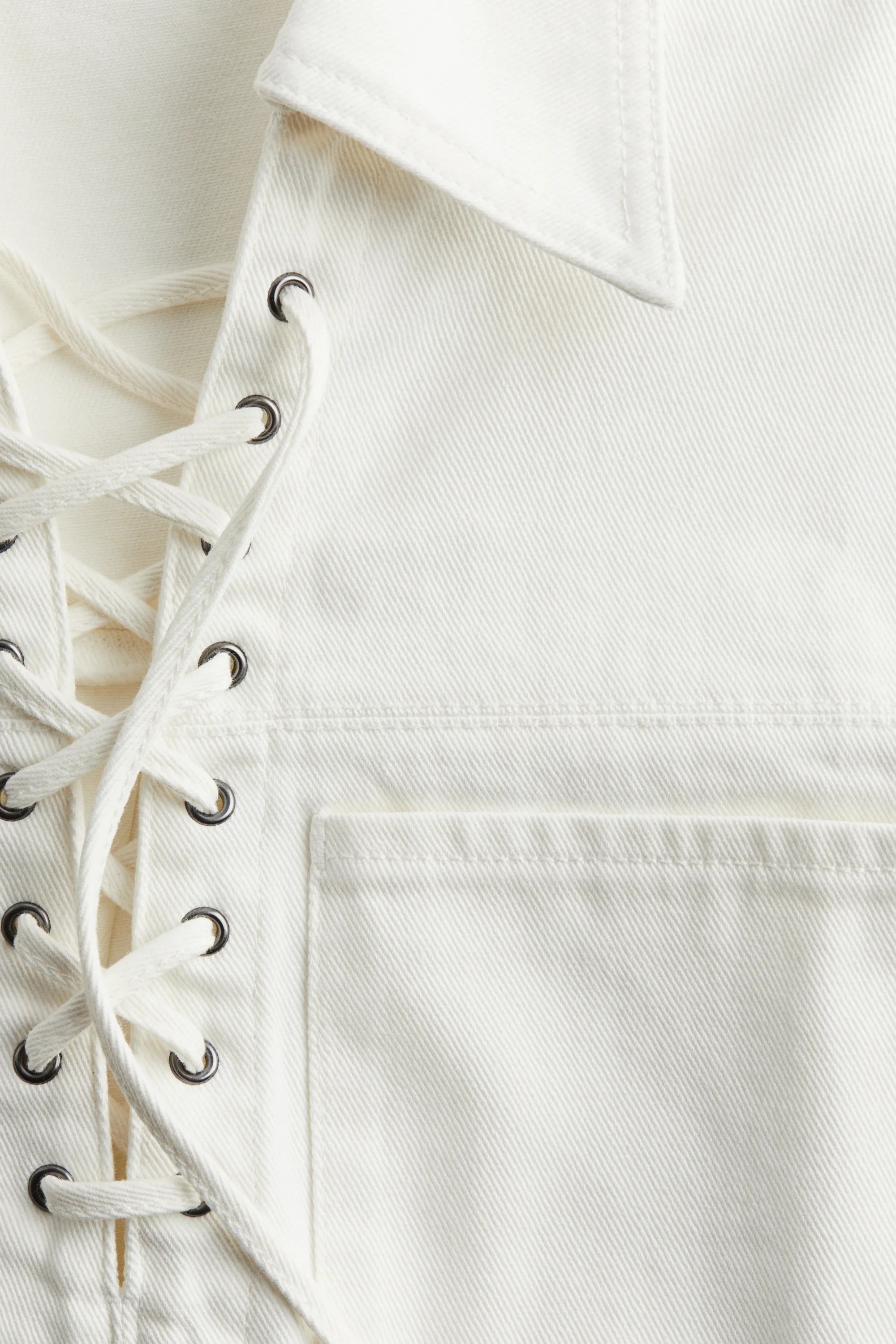 Robe en denim avec laçage - Blanc