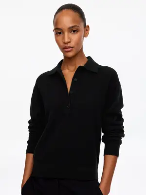 Pull polo en laine - Noir — photo 3