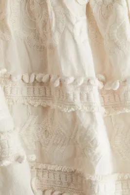 Robe brodée en coton - Crème — photo 2