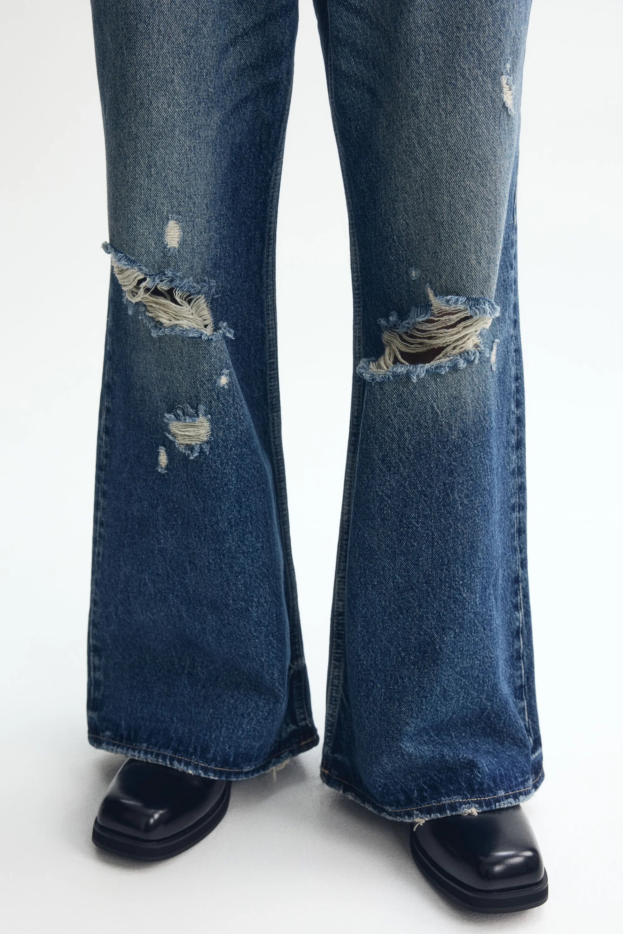 Loose Bootcut Jeans - Bleu denim foncé