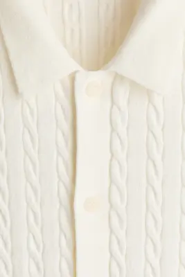 Chemise Regular Fit en maille torsadée - Blanc — photo 5