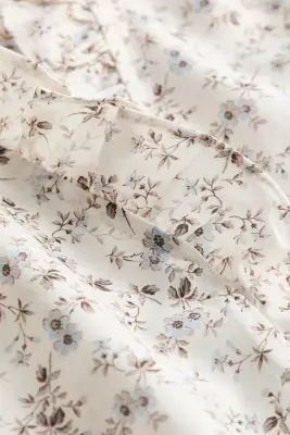Blouse volantée à manches bouffantes - Crème/fleuri — photo 4