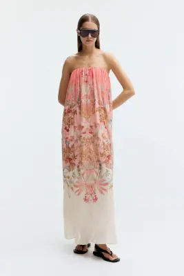 Robe bandeau trapèze - Rose/fleuri — photo 1