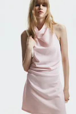 Robe dos nu à effet drapé - Rose pâle — photo 3
