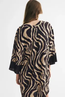 Robe tunique en viscose - Marron foncé/imprimé zèbre — photo 2