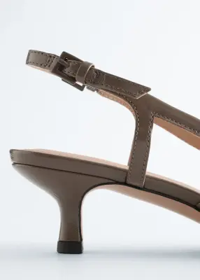 Escarpins à bride arrière en cuir verni - Gris foncé — photo 2