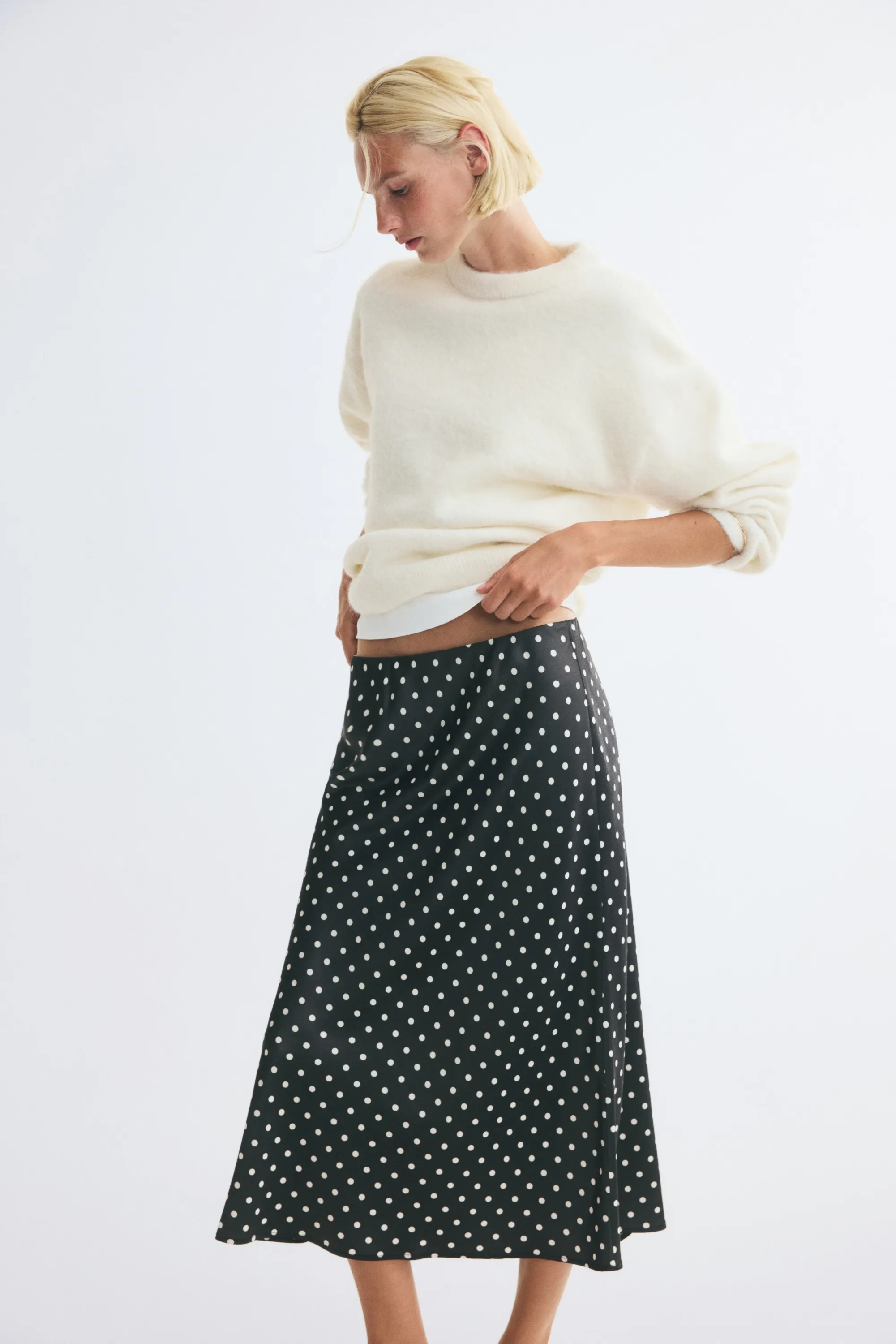 Jupe midi - Noir/pois