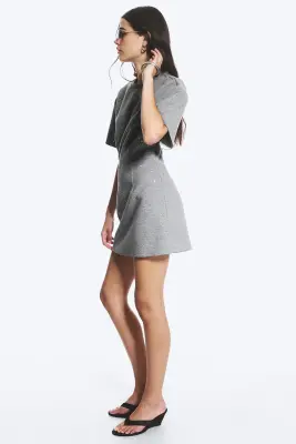 Robe tee-shirt mini en scuba clouté - Mélange gris - Clous — photo 2
