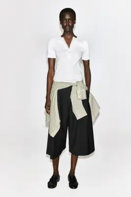 T-SHIRT HENLEY CÔTELÉ - BLANC — photo 1