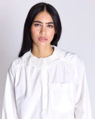 Chemise Leonor blanc naturel et dentelle — photo 1