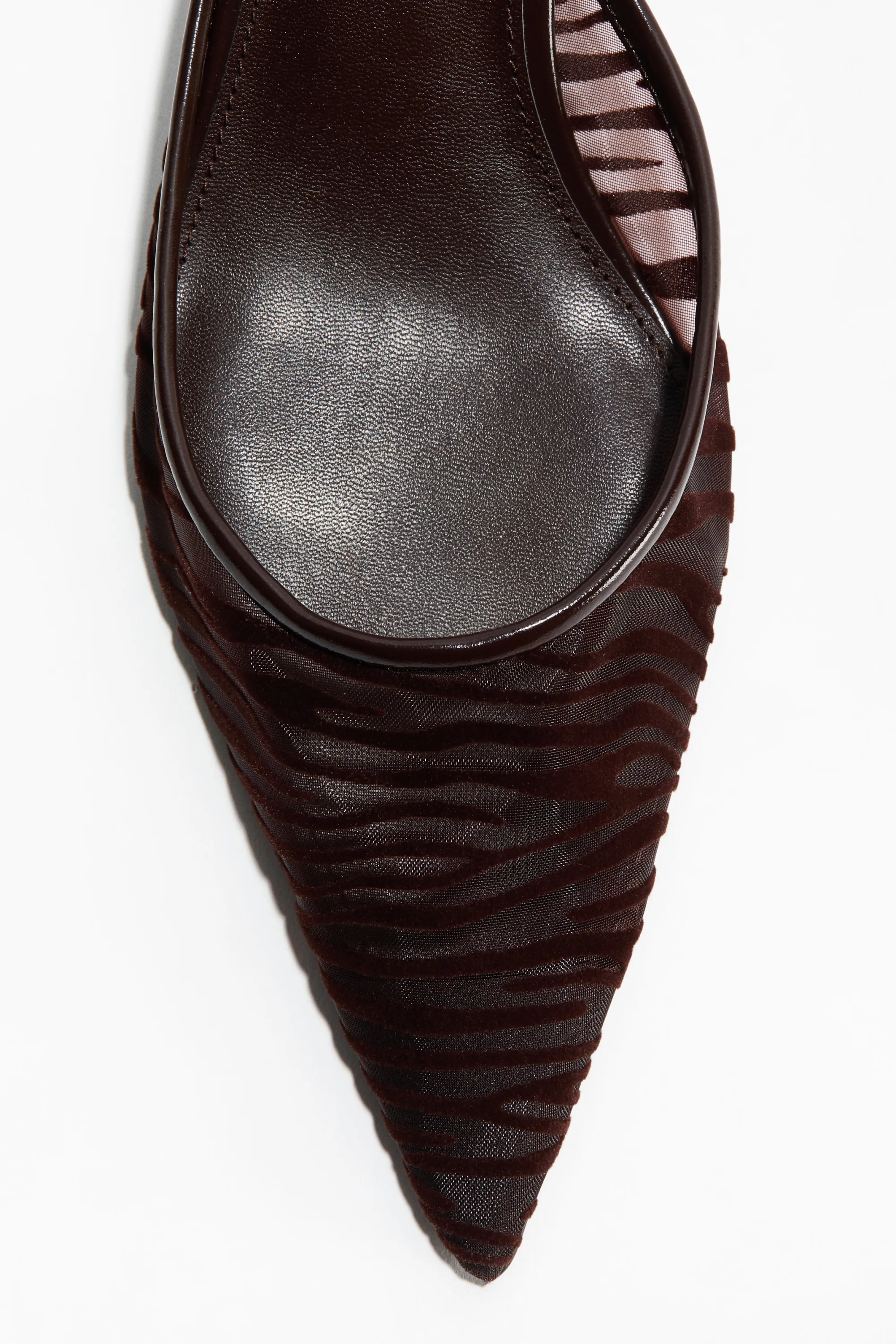 Escarpins en mesh avec talon kitten heel - Marron/imprimé zèbre