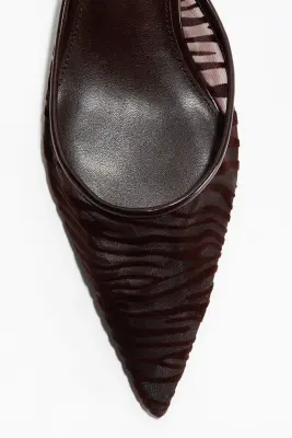 Escarpins en mesh avec talon kitten heel - Marron/imprimé zèbre — photo 1
