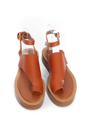 Sandales à plateforme bois en cuir camel boucles cheville Prix boutique 600€ Taille 37 — photo 2