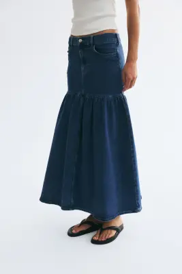 Jupe étagée en denim - Bleu denim — photo 2