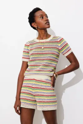 Short en crochet rayé — photo 3