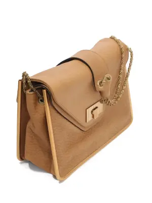 Sac SALLY en cuir grainé beige camel chaîne et cadre laiton doré Prix boutique 1710€ — photo 3