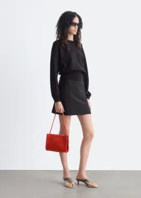 Pull en maille à finitions côtelées - Noir — photo 4