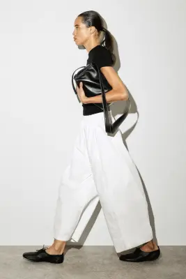 PANTALON BARREL TAILLE ÉLASTIQUÉE - BLANC — photo 1