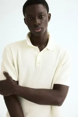 Polo Regular Fit en maille - Crème — photo 2