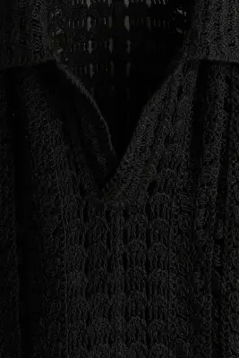 Relaxed Fit Crochet-look polo shirt - Noir — photo 5