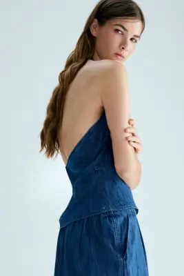 Top dos nu en denim - Bleu denim — photo 2