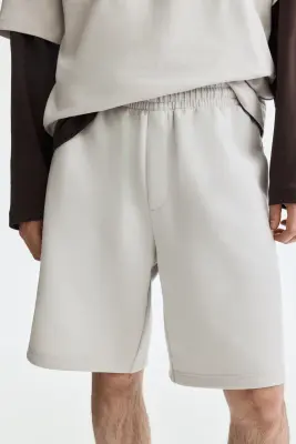 Short Relaxed Fit en interlock - Gris clair — photo 1