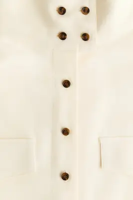 Robe chemise avec col entonnoir - Crème — photo 5