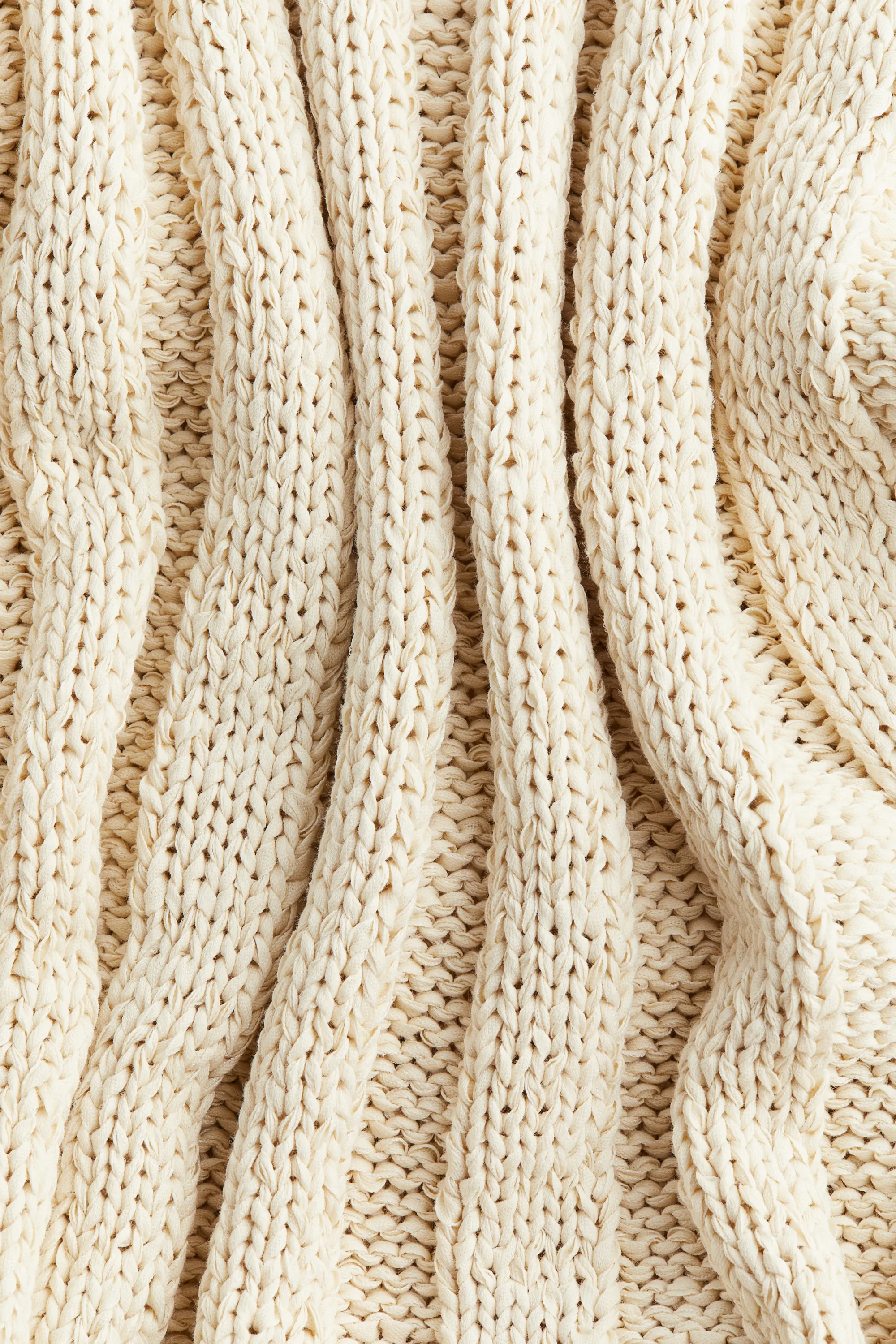 Pull oversize en maille côtelée - Crème
