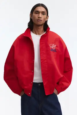 Veste de survêtement brodée Loose Fit en nylon - Rouge/Sports Archives — photo 2