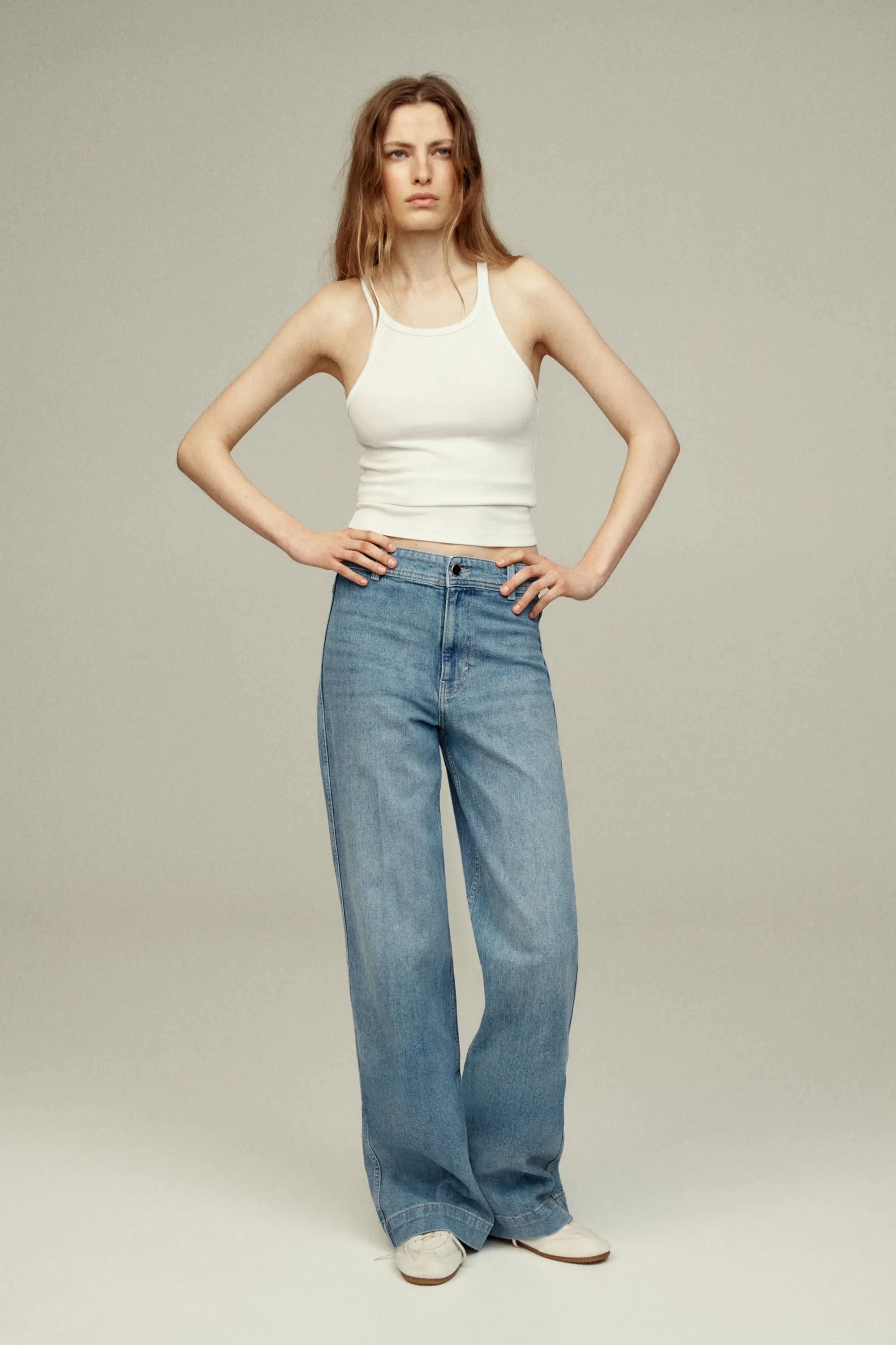 Wide High Jeans - Bleu denim clair