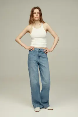 Wide High Jeans - Bleu denim clair — photo 1