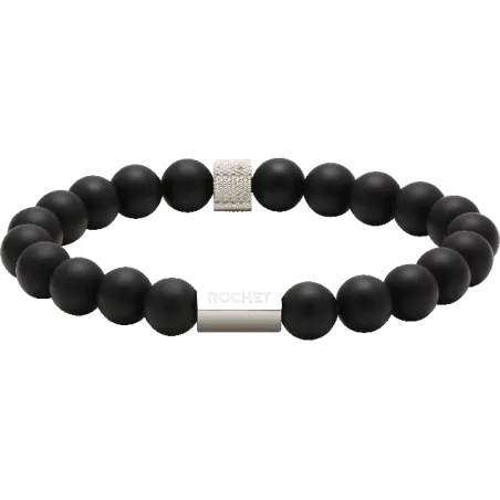 ROCHET - Bracelet Zen perles Ø8mm agate noires / acier moleté B286001