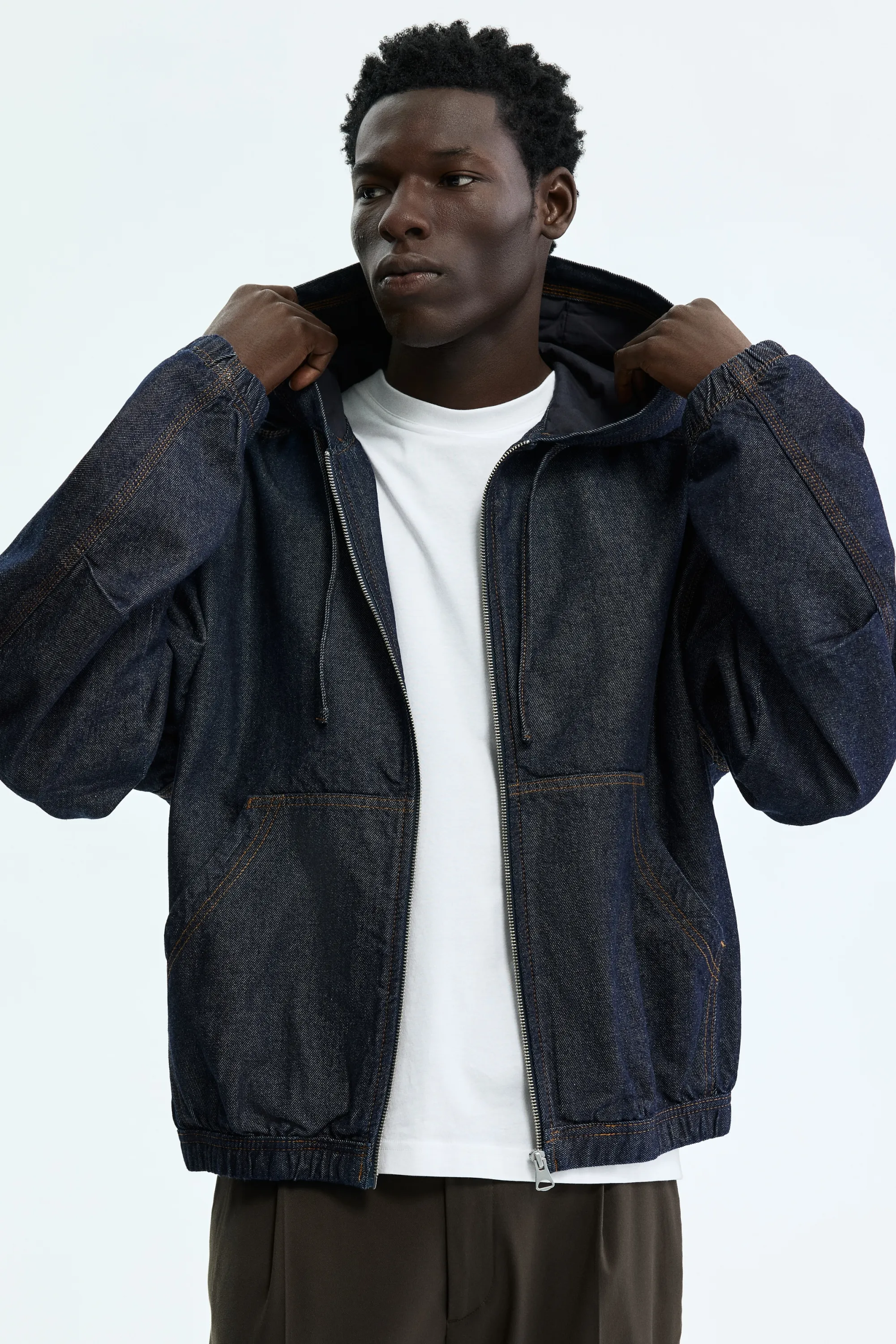 Veste workwear à capuche - Bleu denim foncé