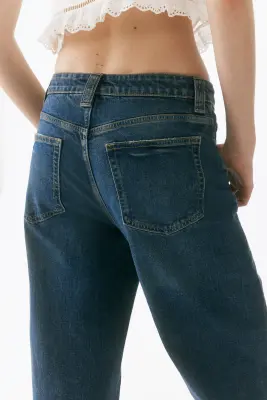 Wide High Waist Jeans - Bleu denim foncé — photo 2