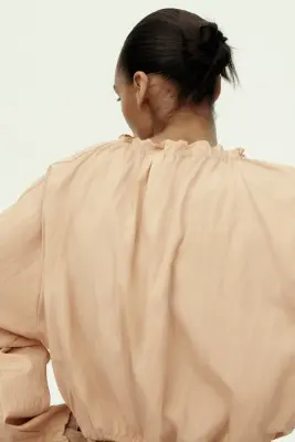 Blouse à effet boule - Beige — photo 3