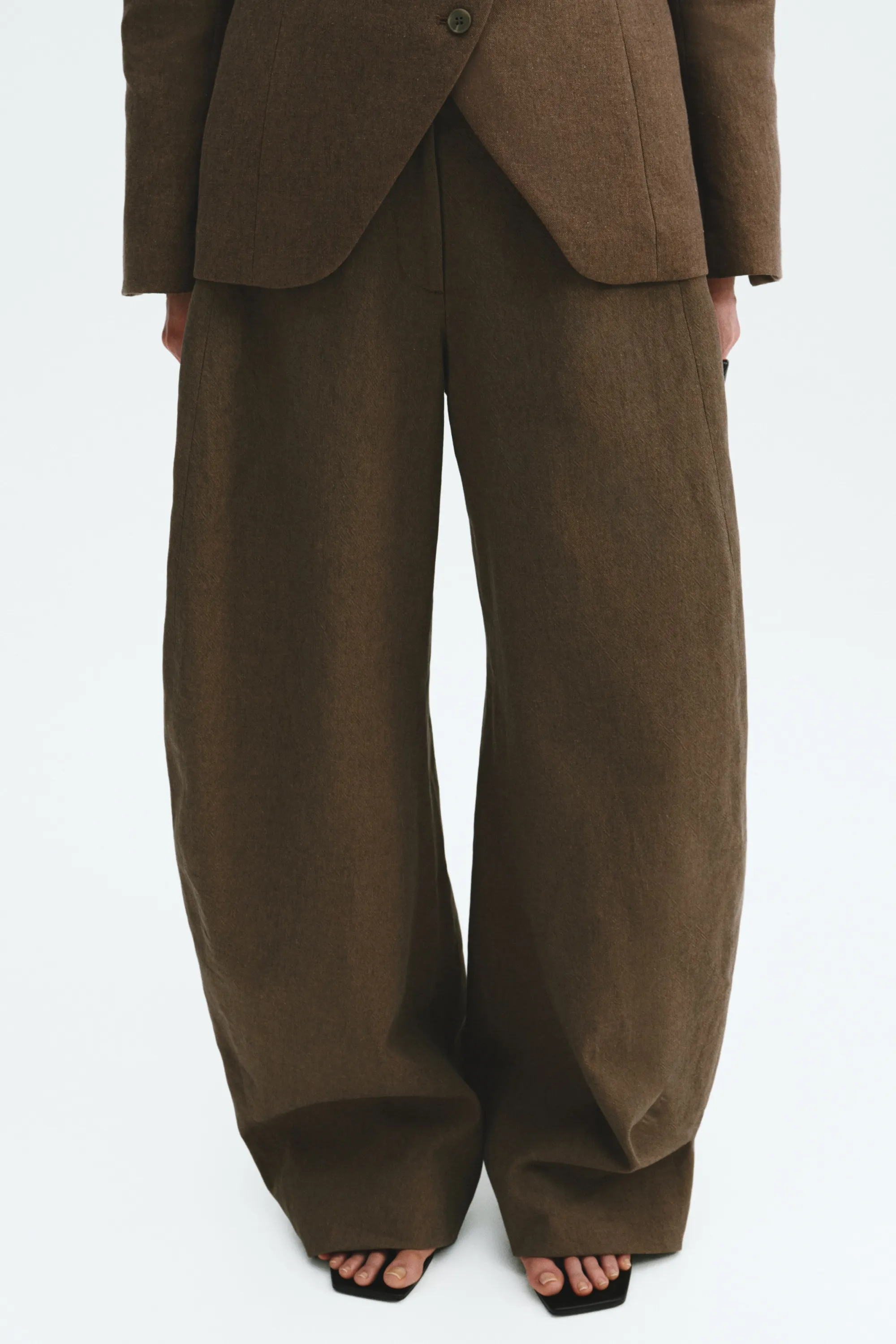 Linen-blend balloon trousers - Taupe foncé