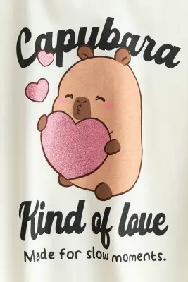 T-shirt imprimé - Crème/CapyFun — photo 2