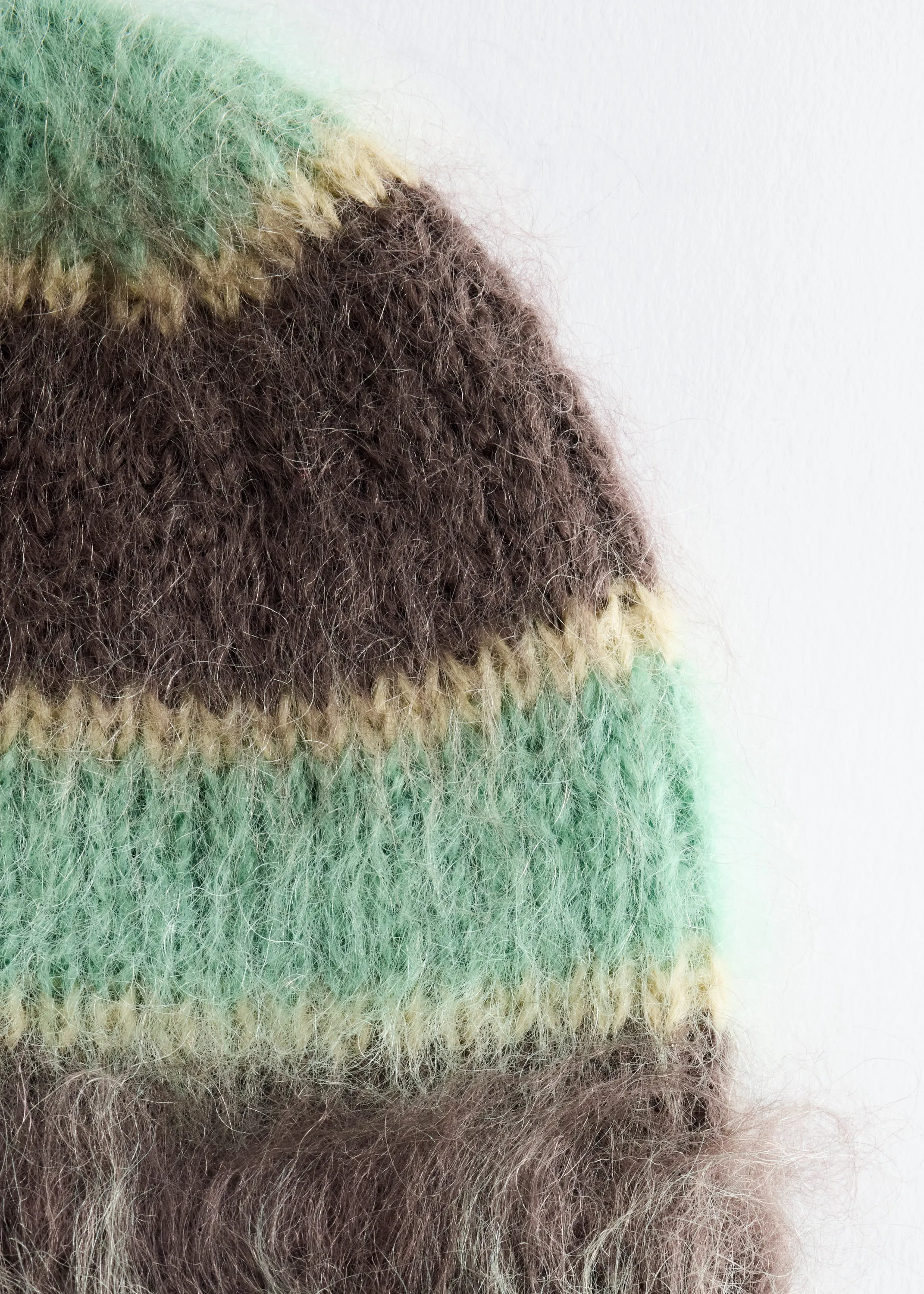Bonnet en laine et mohair - Vert/Brun