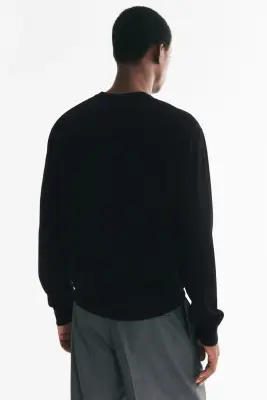 Pull Regular Fit en maille fine - Noir — photo 3