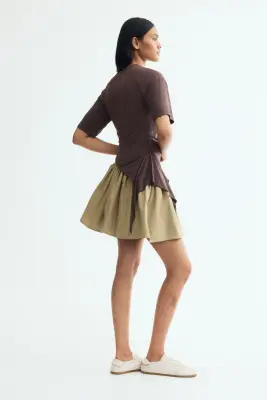 Top en modal avec panneaux drapés - Marron foncé — photo 2
