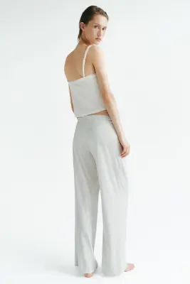Pantalon de pyjama en pointelle - Gris clair chiné — photo 3