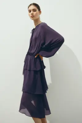 Robe asymétrique - Violet foncé — photo 2
