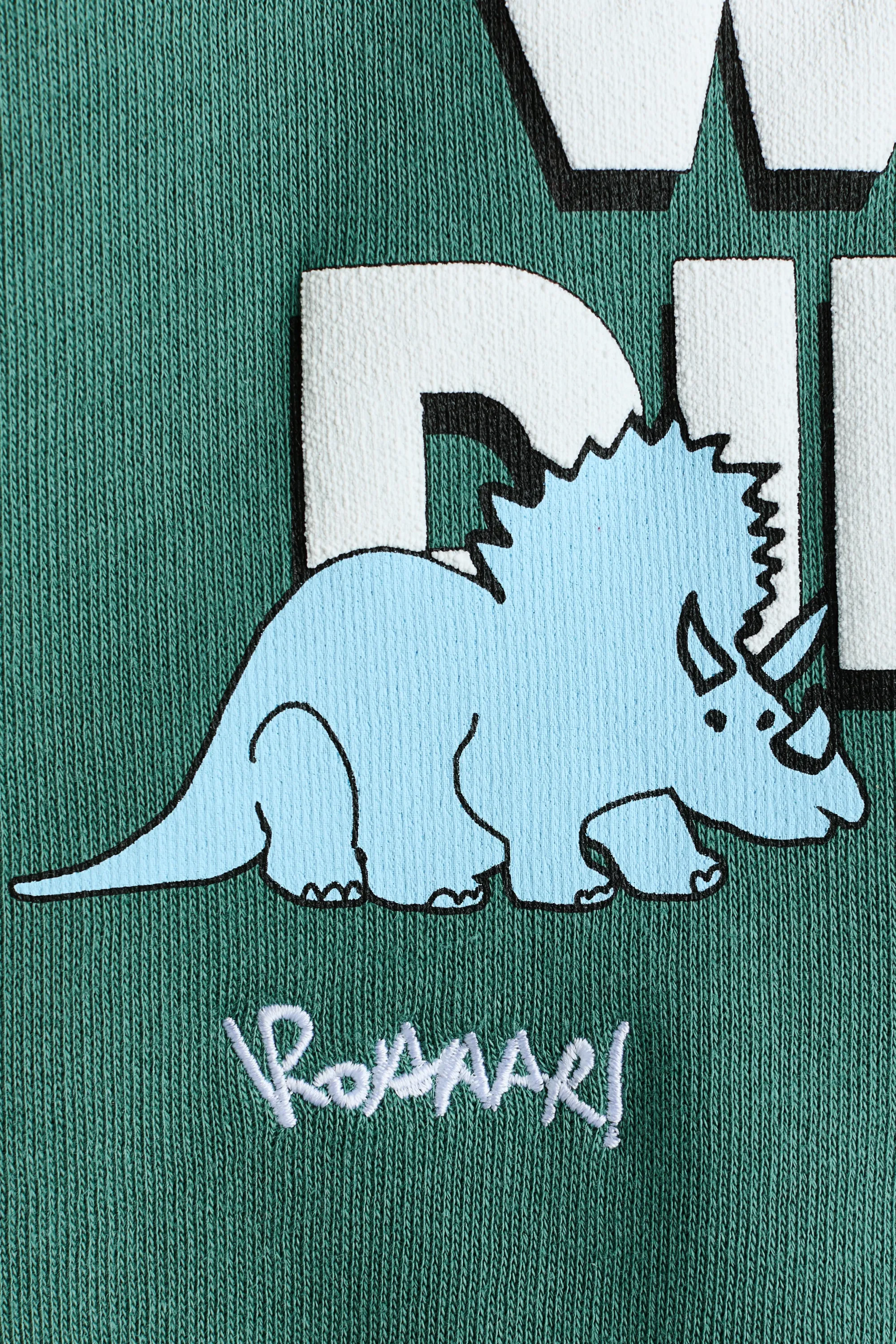 Sweat à motif imprimé avec intérieur brossé - Vert foncé/The Wild Dinos