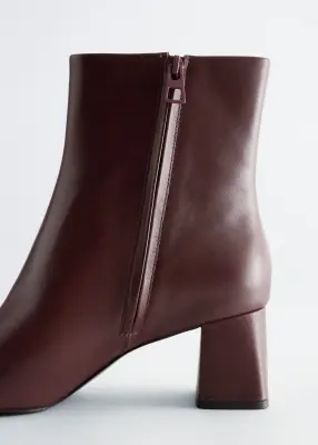 Bottines en cuir - Rouge foncé — photo 2