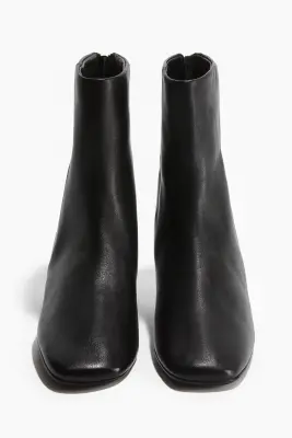 Bottines à talon en cuir - Noir — photo 4