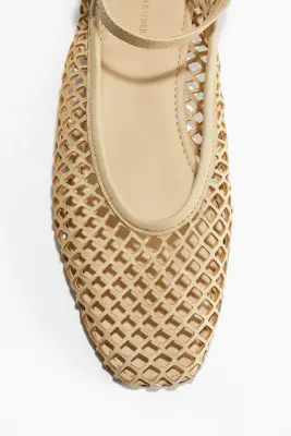 Ballerines ajourées en cuir - Jaune clair — photo 2