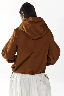 Veste à capuche en nylon - Marron — photo 2