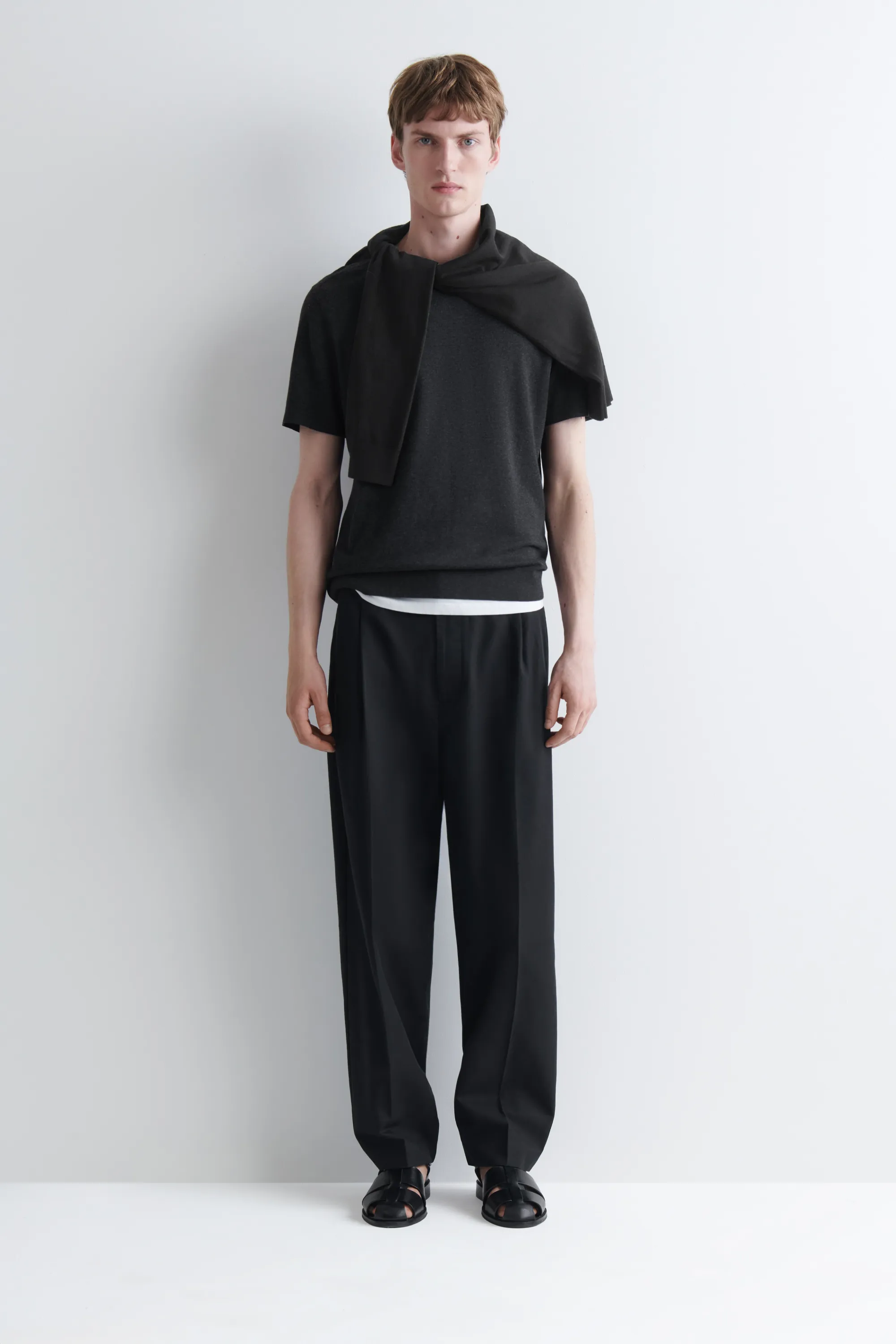 T-SHIRT SLIM EN JERSEY INTERLOCK DE MODAL - GRIS ANTHRACITE CHINÉ