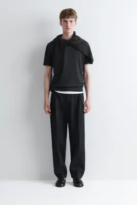 T-SHIRT SLIM EN JERSEY INTERLOCK DE MODAL - GRIS ANTHRACITE CHINÉ — photo 1