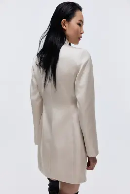 Robe blazer à fermeture croisée - Beige clair — photo 3